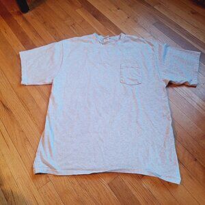 Men's Lee Sport Gray Pocket T Shirt Size XL Plain Short Sleeve Tee Crew Neck